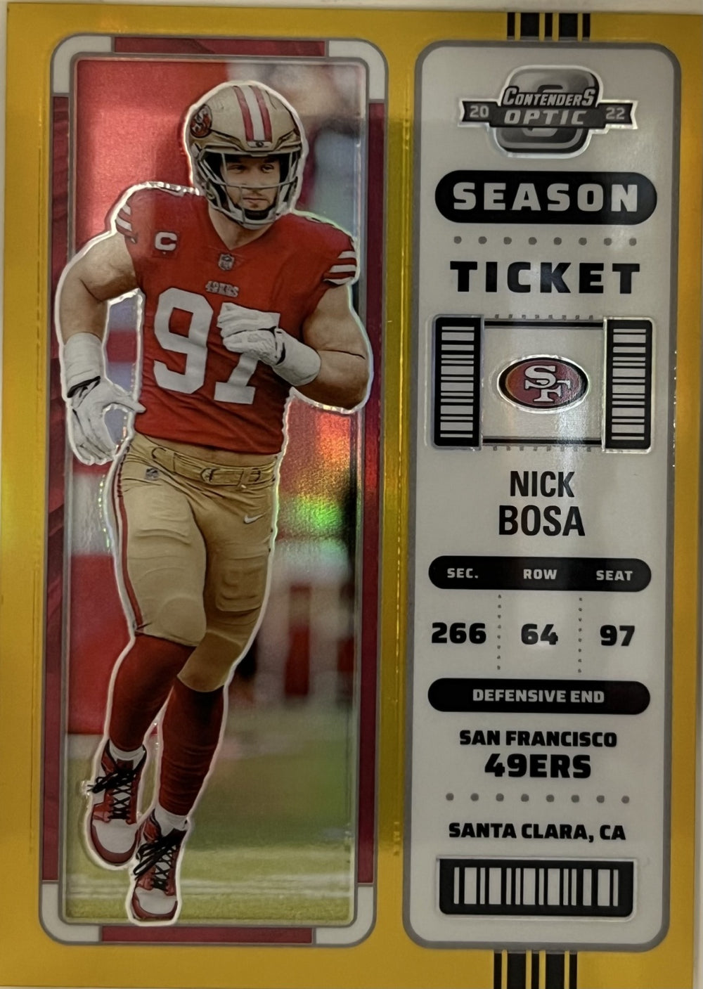 Nick Bosa Panini Contenders Optic - Gold 19 NM