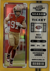 Nick Bosa Panini Contenders Optic - Gold 19 NM