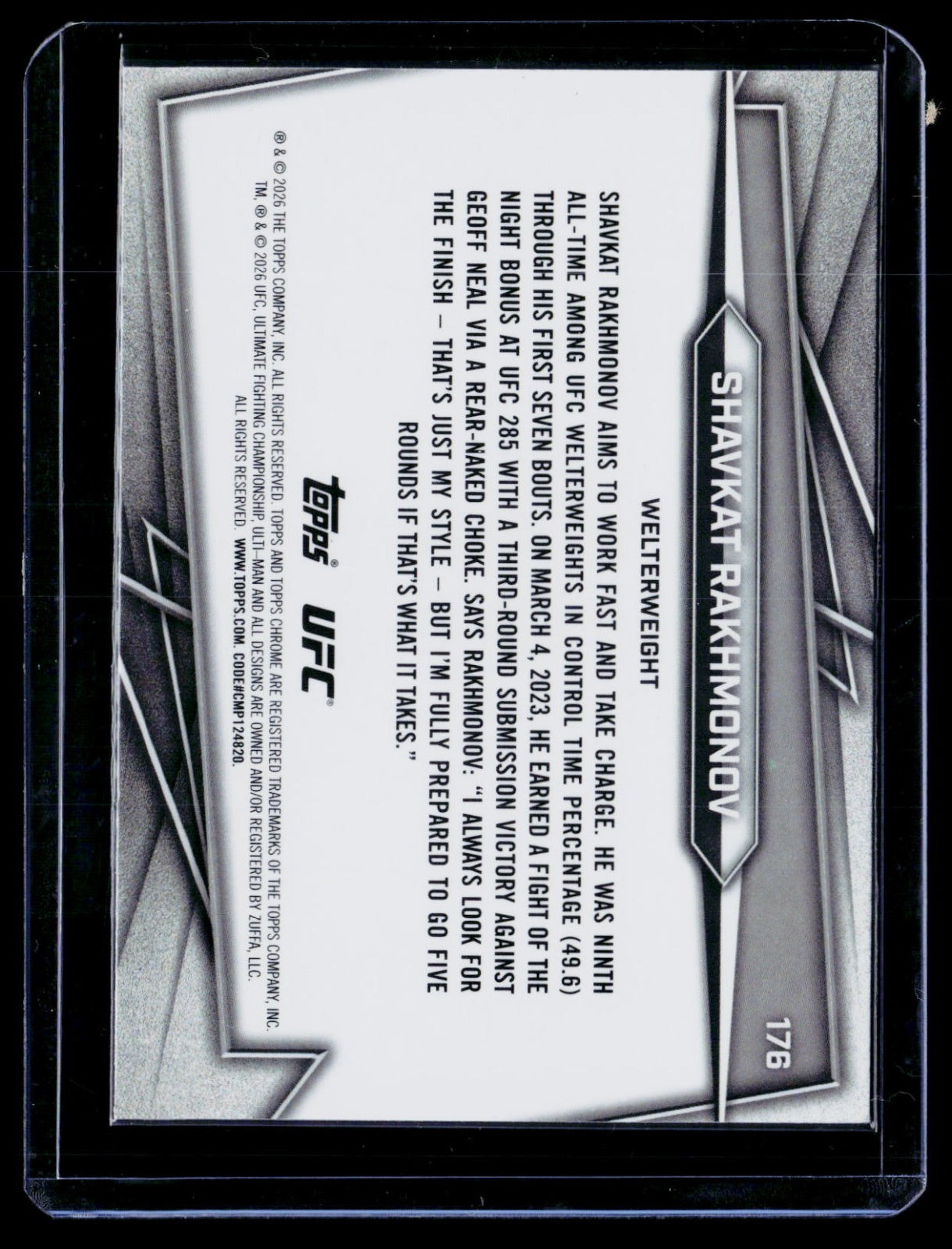 Shavkat Rakhmonov Topps Chrome UFC - UFC Glove Refractor 176 NM