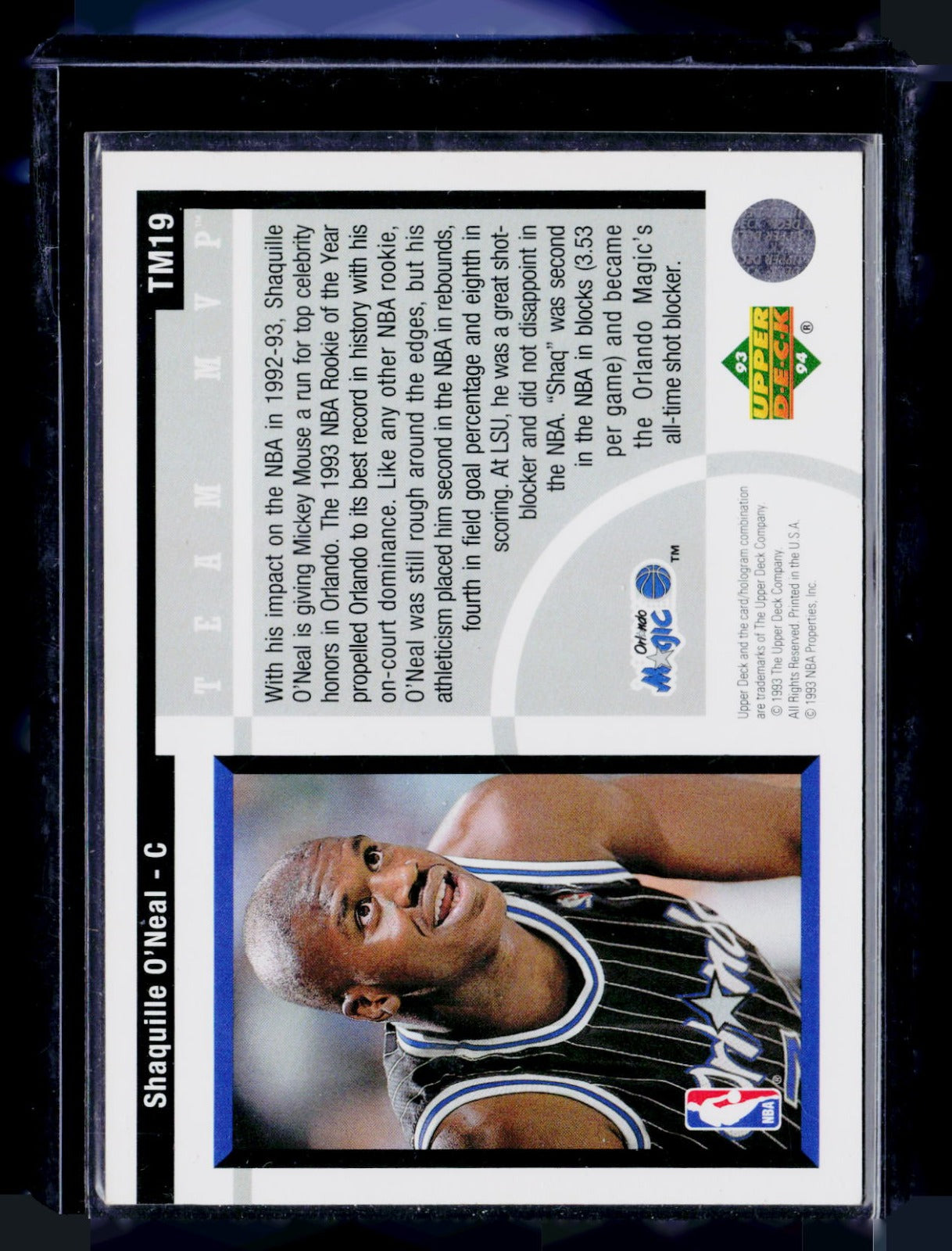 Shaquille O'Neal Upper Deck - Team MVP TM19 NM