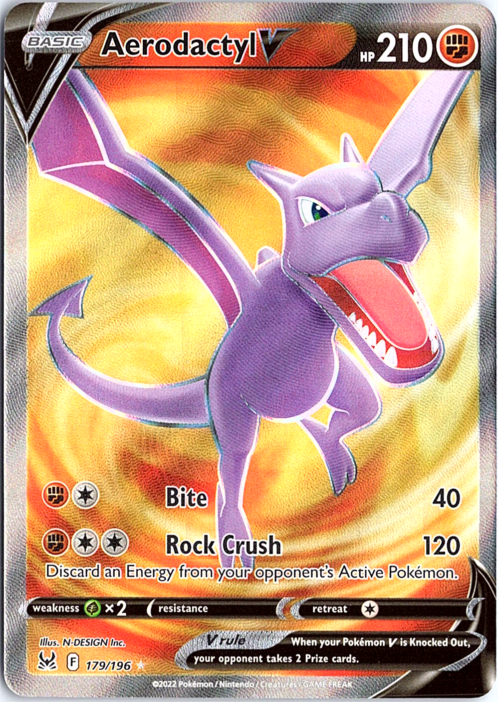 Aerodactyl V (Full Art) Ultra Rare SWSH11: Lost Origin 179/196 NM