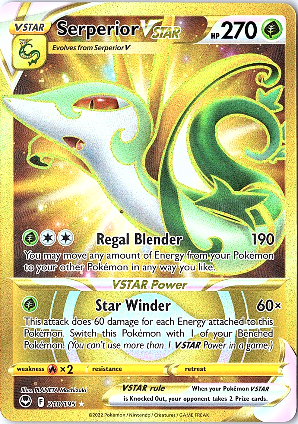 Serperior VSTAR (Secret) (210) Secret Rare SWSH12: Silver Tempest 210/195 NM