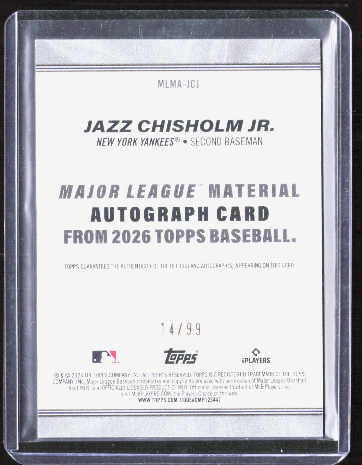 2026 Topps - Major League Materials Auto Green(Series One) Jazz Chisholm Jr /99