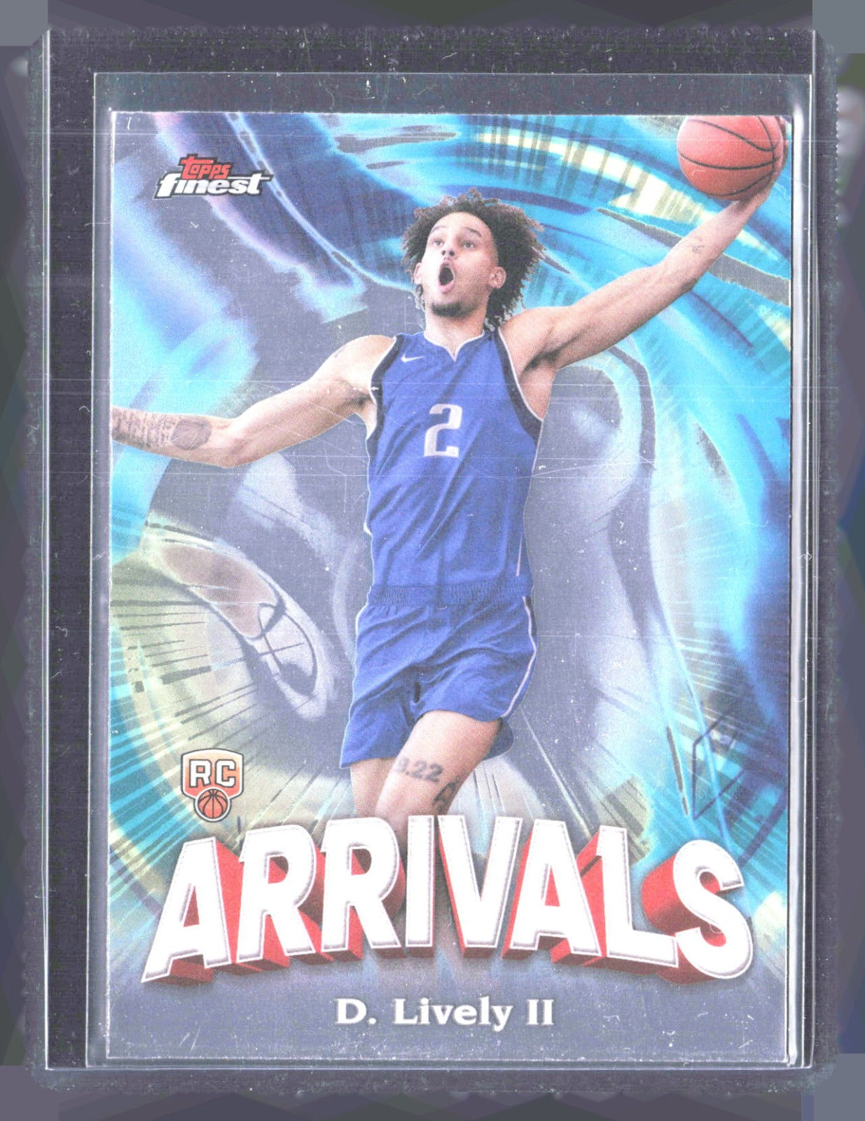 2023-24 Finest - Arrivals Blue  Dereck Lively II A-14 RC Basketball Dallas Mavericks