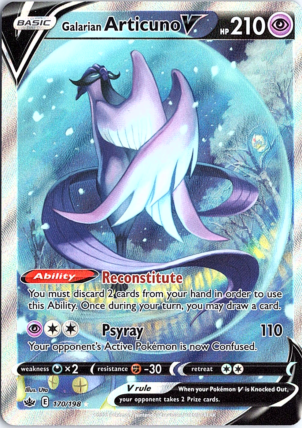 Galarian Articuno V (Alternate Full Art) Ultra Rare Chilling Reign 170/198 NM