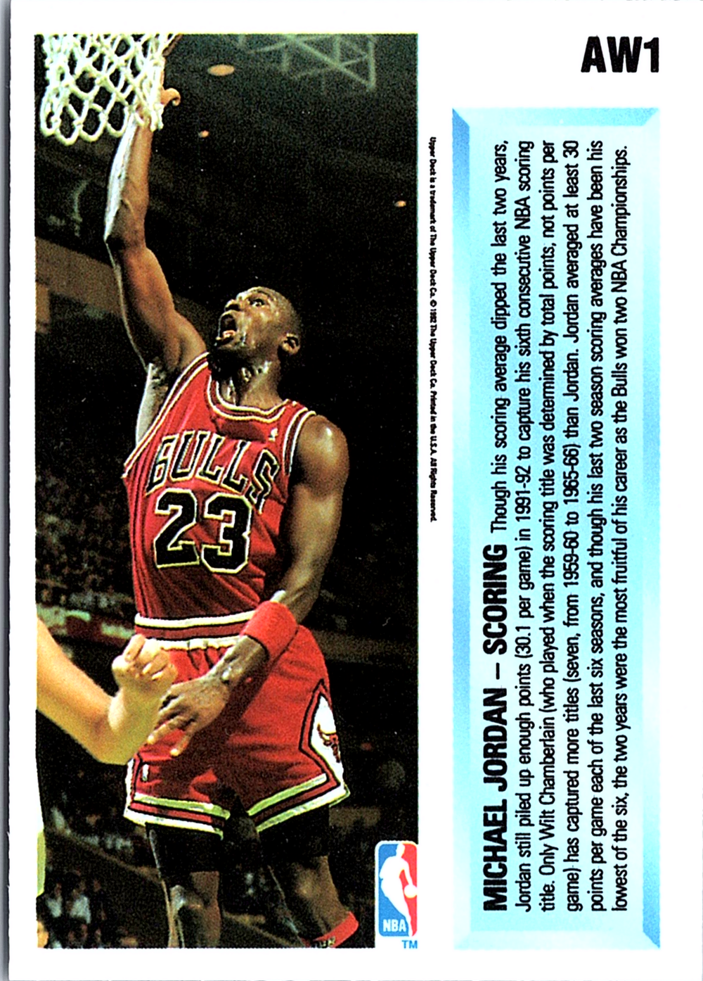 Michael Jordan Upper Deck - Award Winner Holograms AW1 NM (Back)
