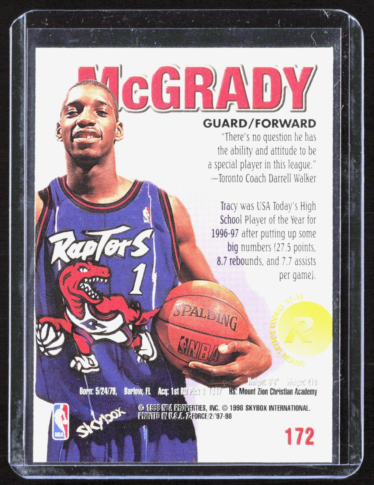 1997-98 SkyBox Z-Force Tracy McGrady 172 Basketball Toronto Raptors