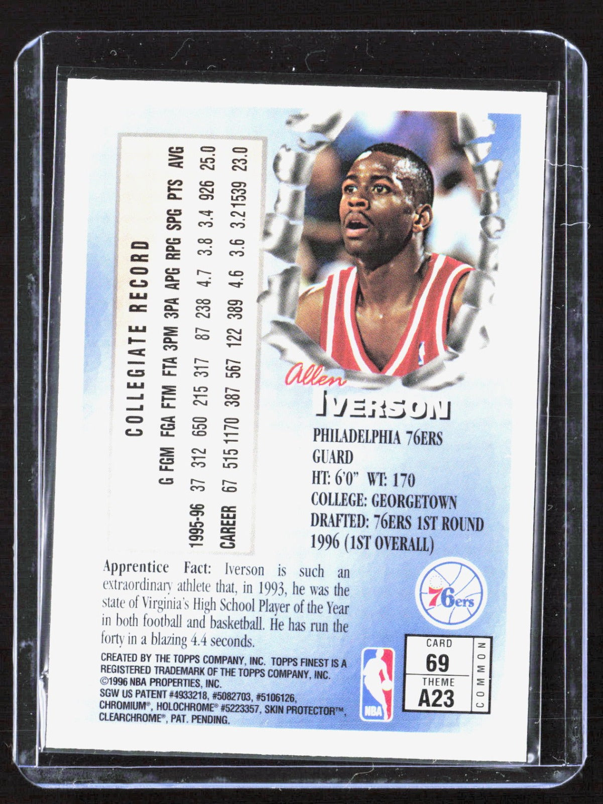 1996-97 Finest Allen Iverson 69 Basketball Philadelphia 76ers