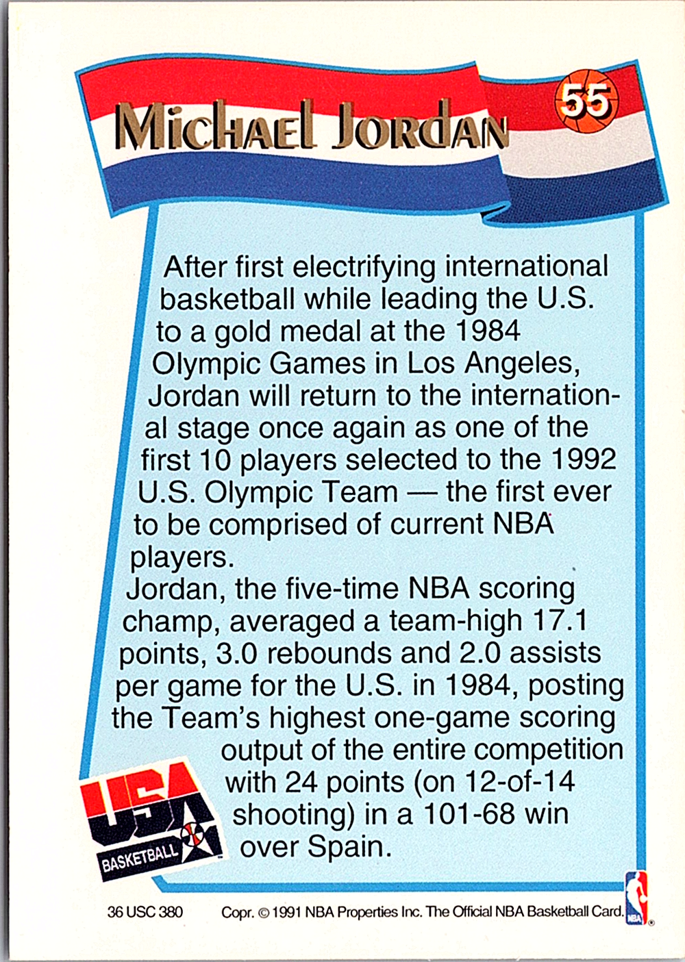 Michael Jordan Hoops McDonald's 55 NM (Back)