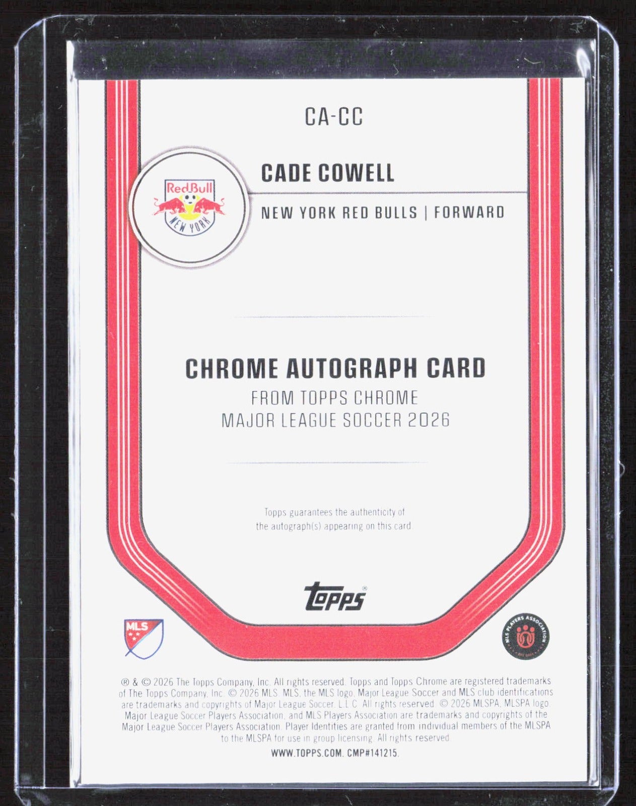 2026 Topps Chrome MLS - Chrome Autographs Aqua Wave Refractor Cade Cowell /199