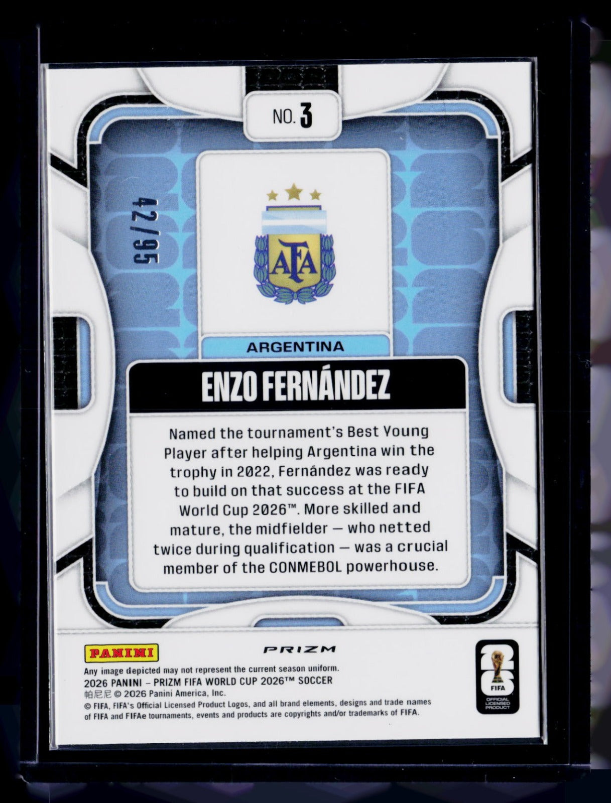 Enzo Fernandez Panini Prizm FIFA World Cup - Purple Wave Prizms 3 NM