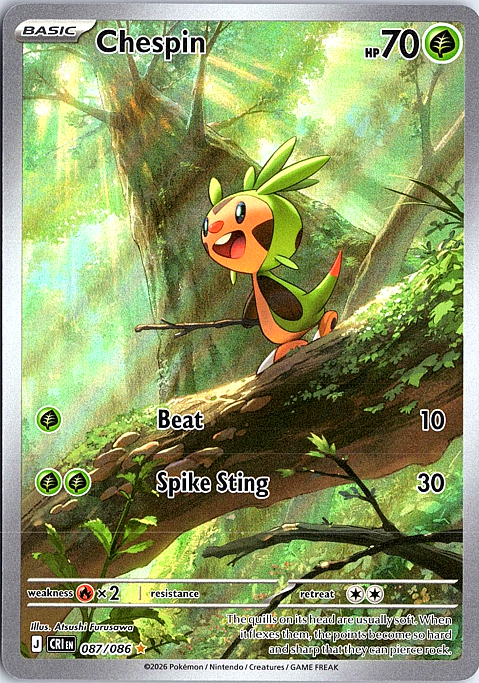 Chespin Illustration Rare ME04: Chaos Rising 087/086 NM