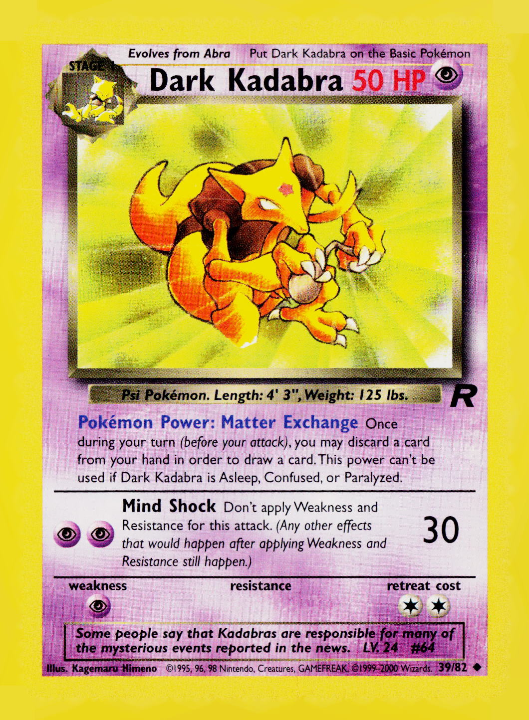 Dark Kadabra Unlimited Team Rocket 39/82 LP