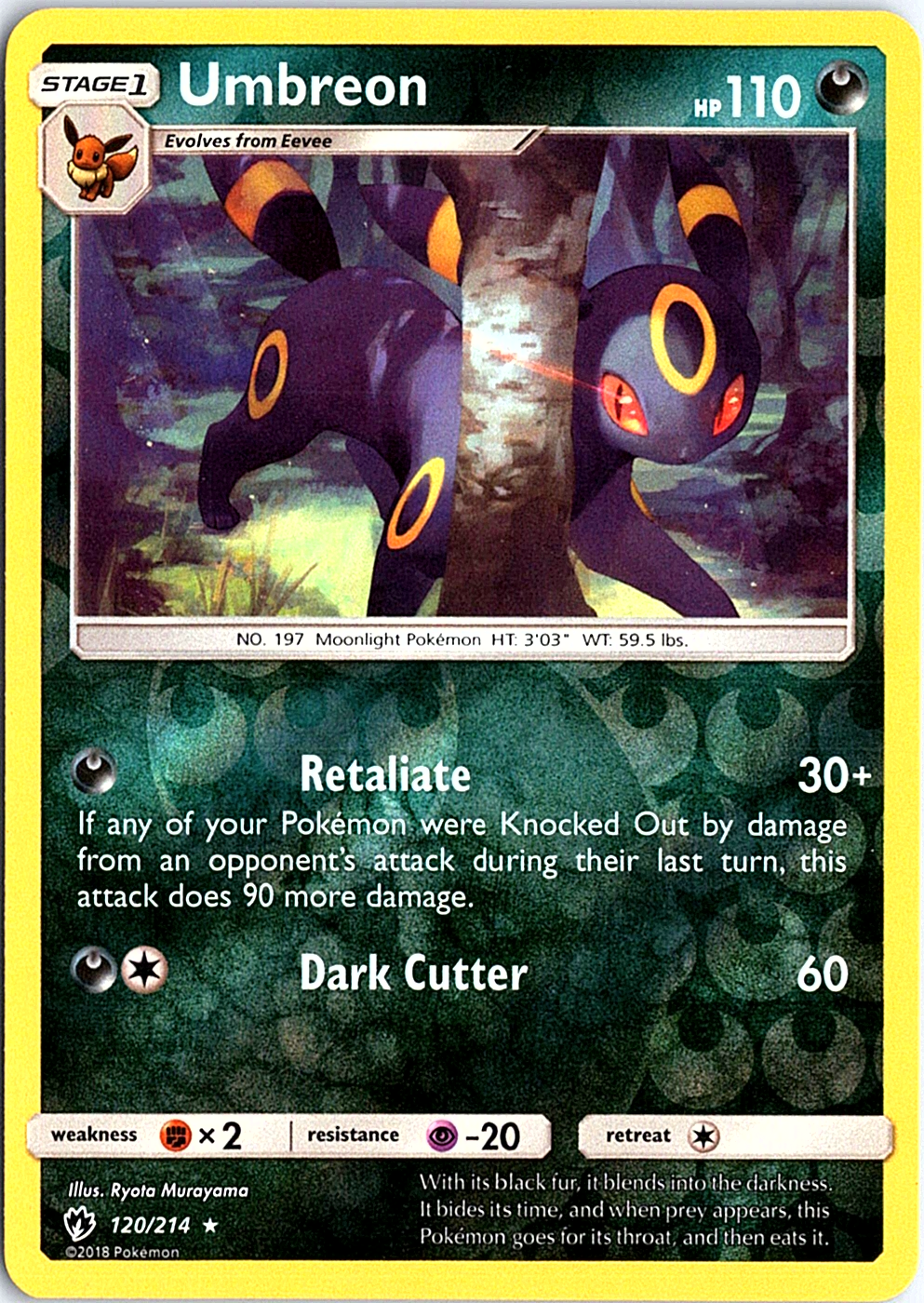 Umbreon Rare SM - Lost Thunder 120/214 NM