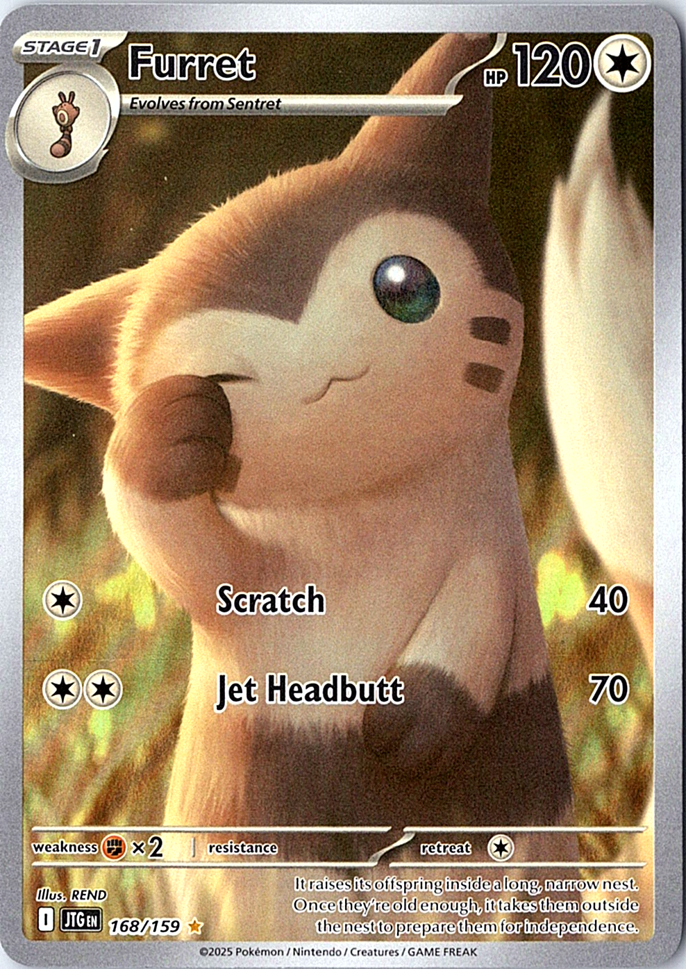 Furret Illustration Rare SV09: Journey Together 168/159 NM