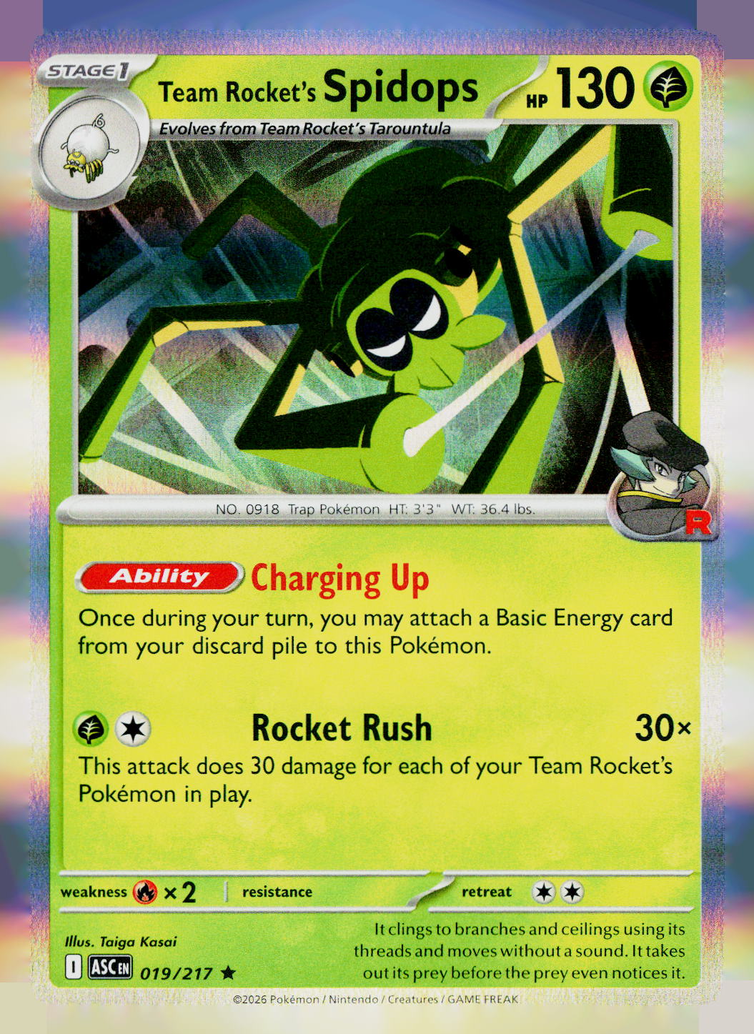 Team Rocket's Spidops ASC 019/217 Holo NM