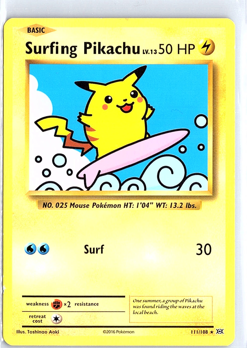 Surfing Pikachu Secret Rare XY - Evolutions 111/108 NM