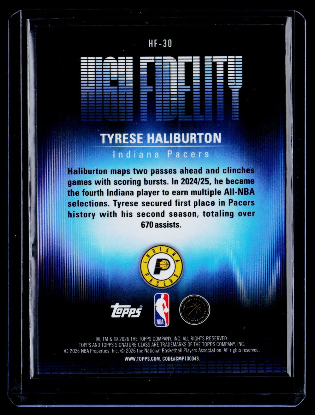 Tyrese Haliburton Topps Signature Class - High Fidelity HF-30 /50 NM