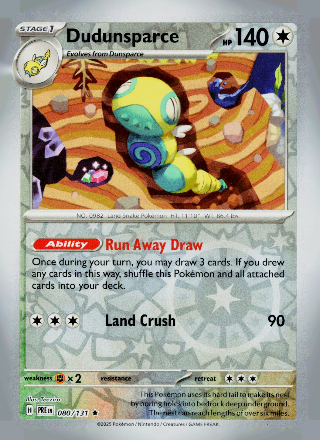 Dudunsparce PRE 080/131 Reverse Holo NM