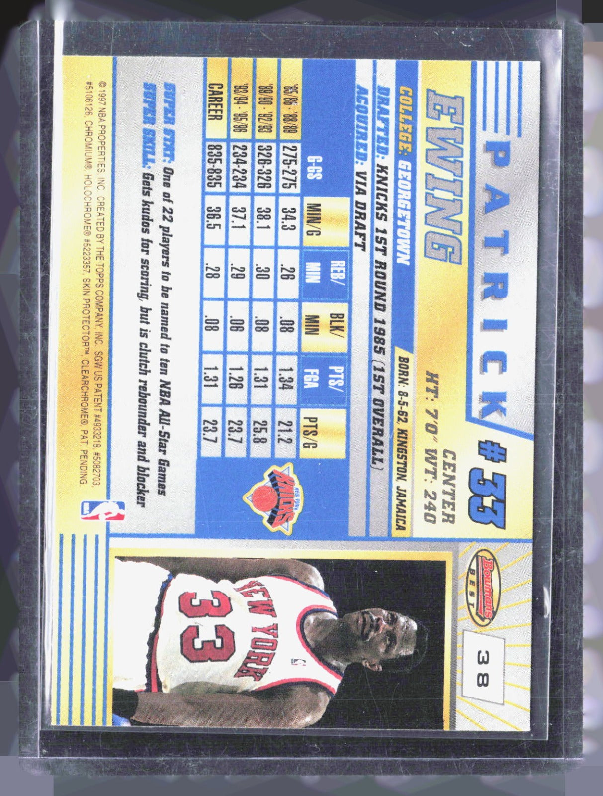 1996-97 Bowman's Best Patrick Ewing 38 Basketball New York Knicks