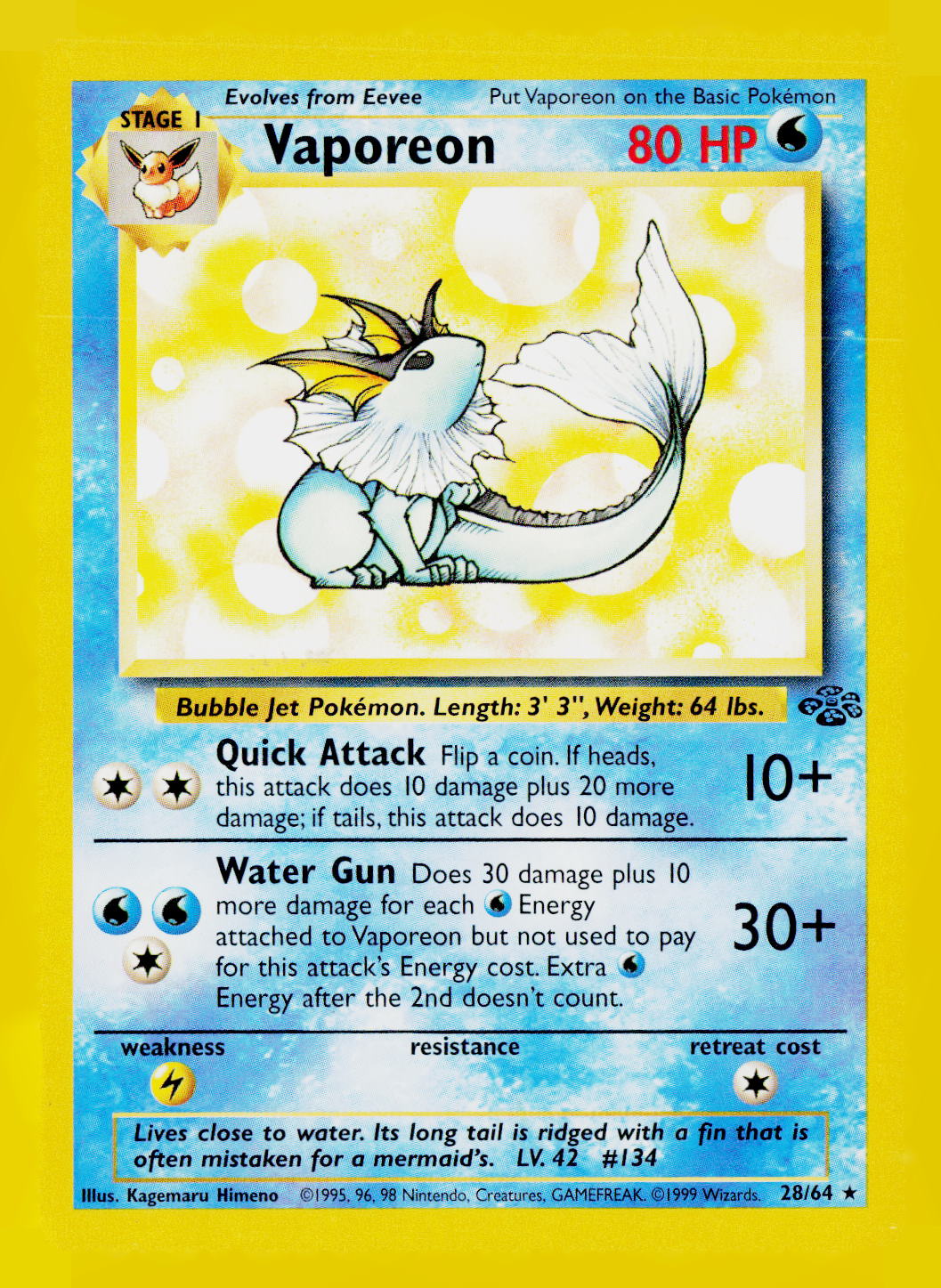 Vaporeon (28) Unlimited Jungle 28/64 NM