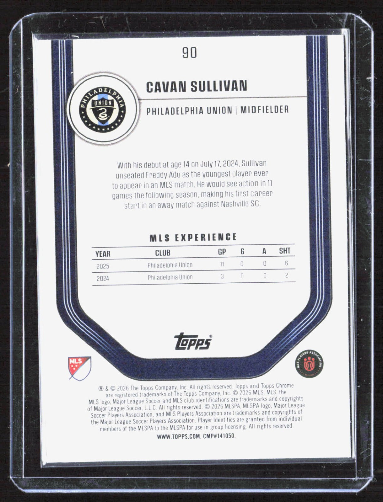 2026 Topps Chrome MLS - Prism Refractor Cavan Sullivan 90 Philadelphia Union