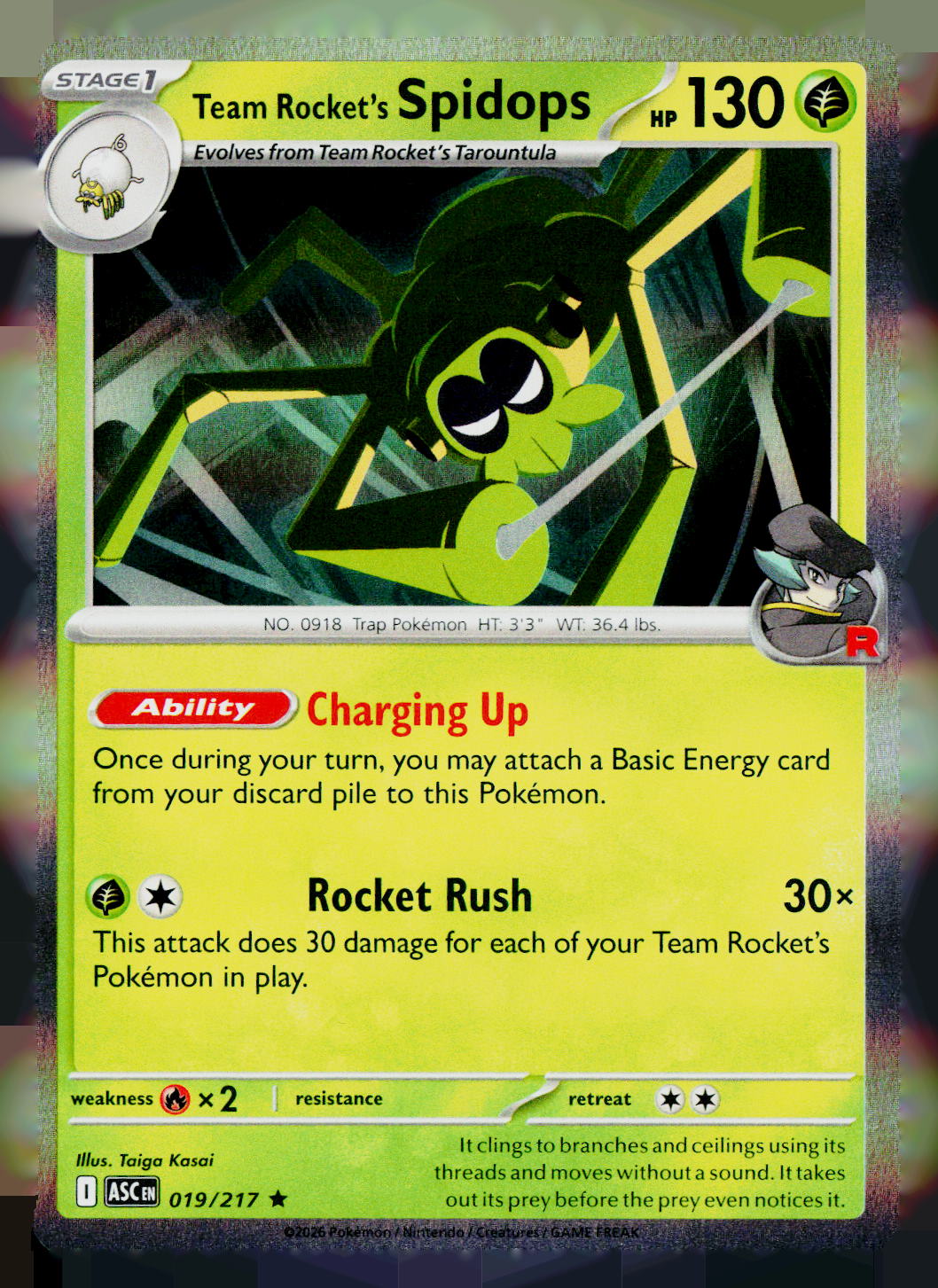 Team Rocket's Spidops ASC 019/217 Holo NM
