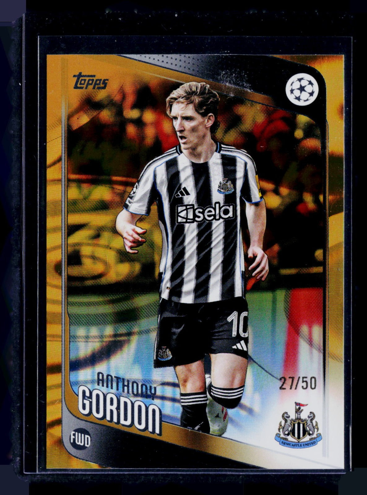 Anthony Gordon Topps Chrome UEFA Club Competitions - Gold Lava Refractor 159 NM