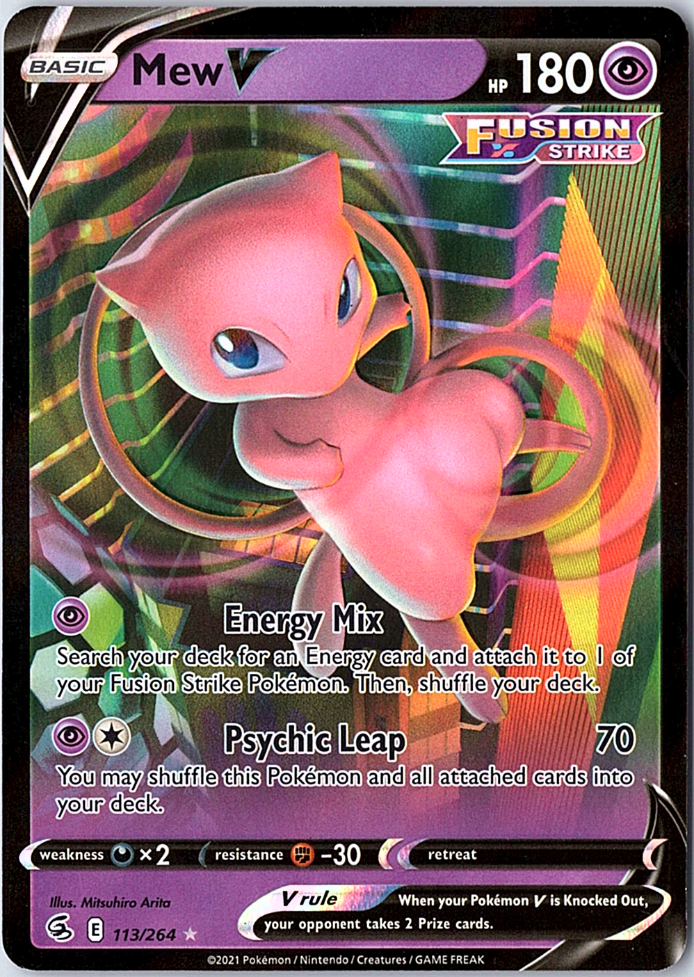Mew V Ultra Rare SWSH08: Fusion Strike 113/264 NM