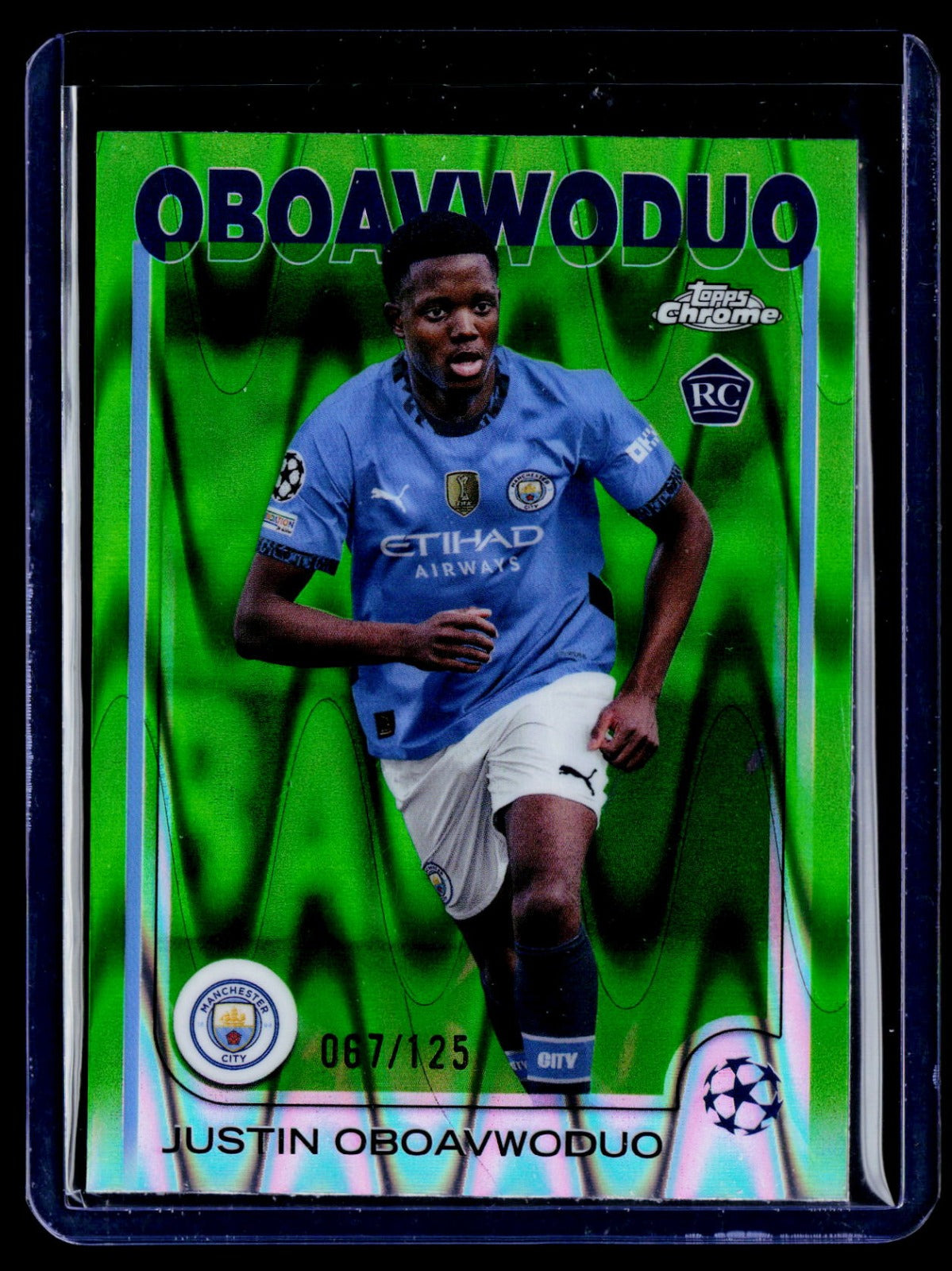 Justin Oboavwoduo Topps Chrome UEFA Club Competitions - Neon Green RayWave