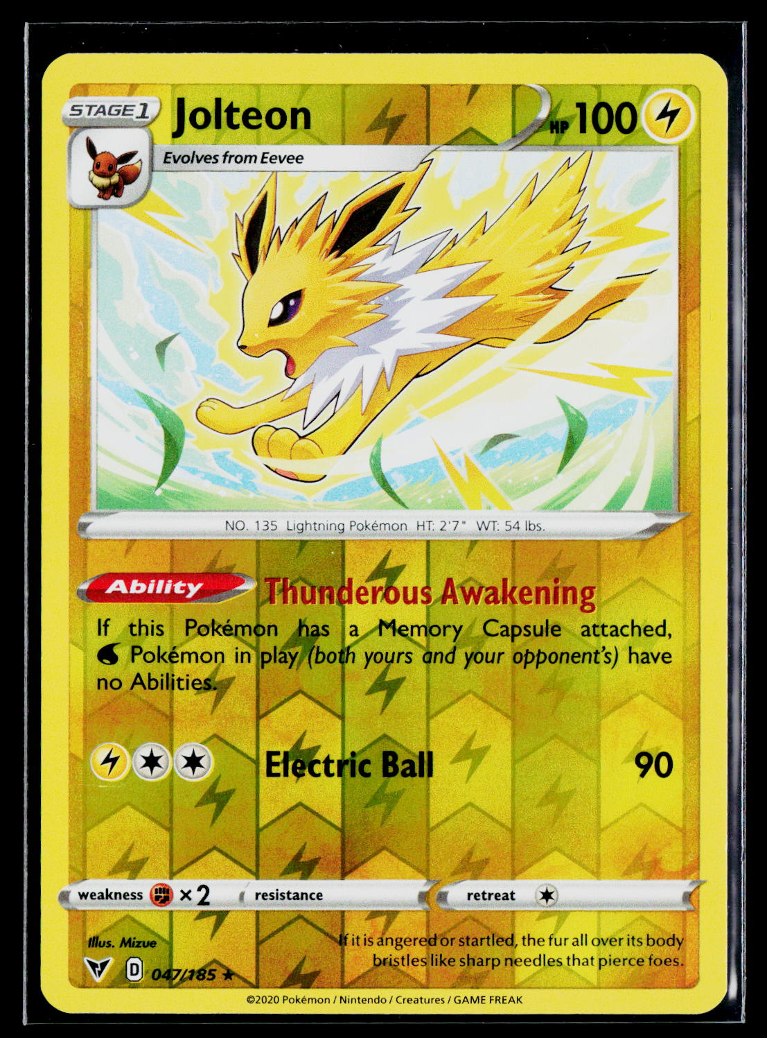 Jolteon Reverse Holo SWSH04: Vivid Voltage 047/185 NM