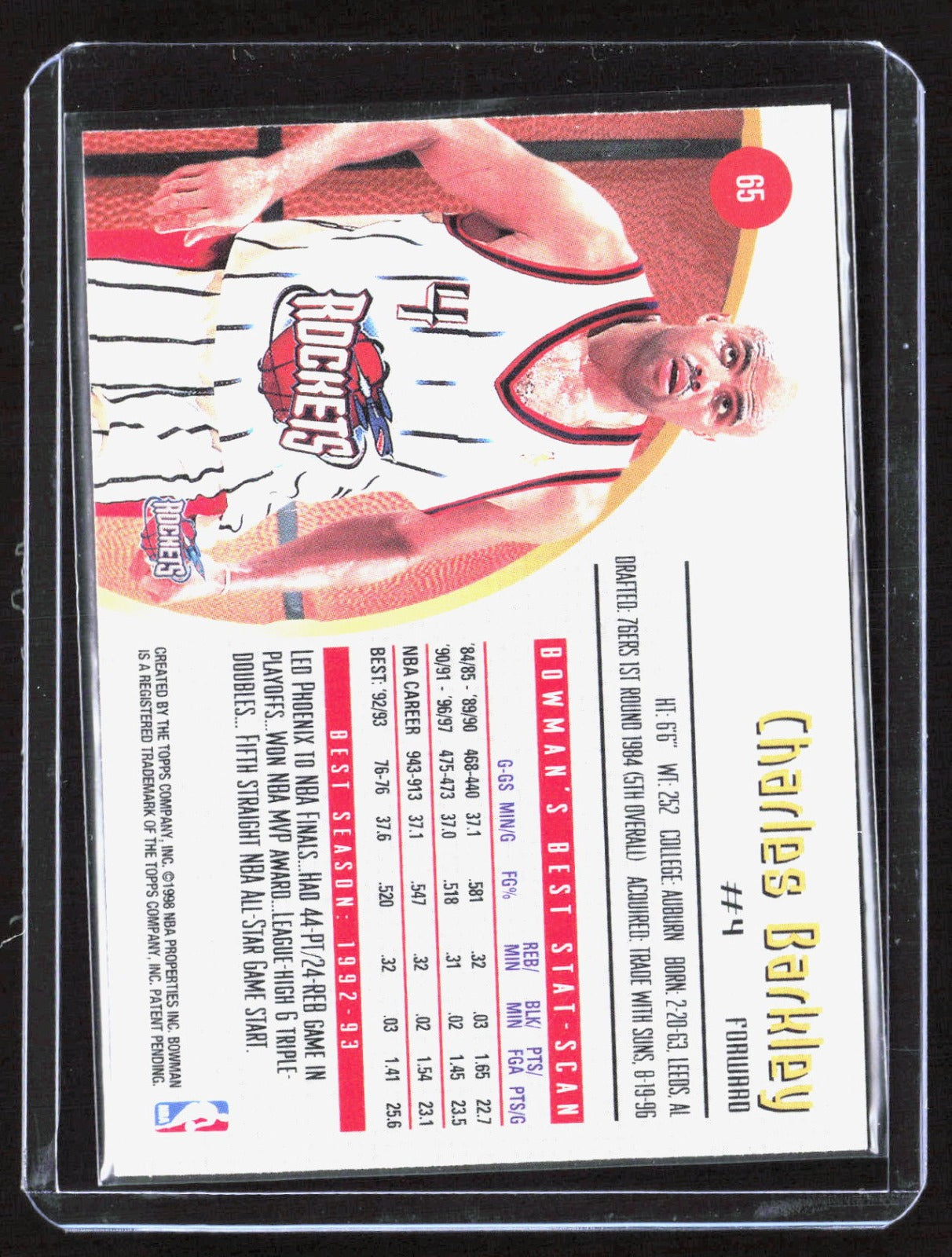 1997-98 Bowman's Best Charles Barkley 65 Basketball Houston Rockets