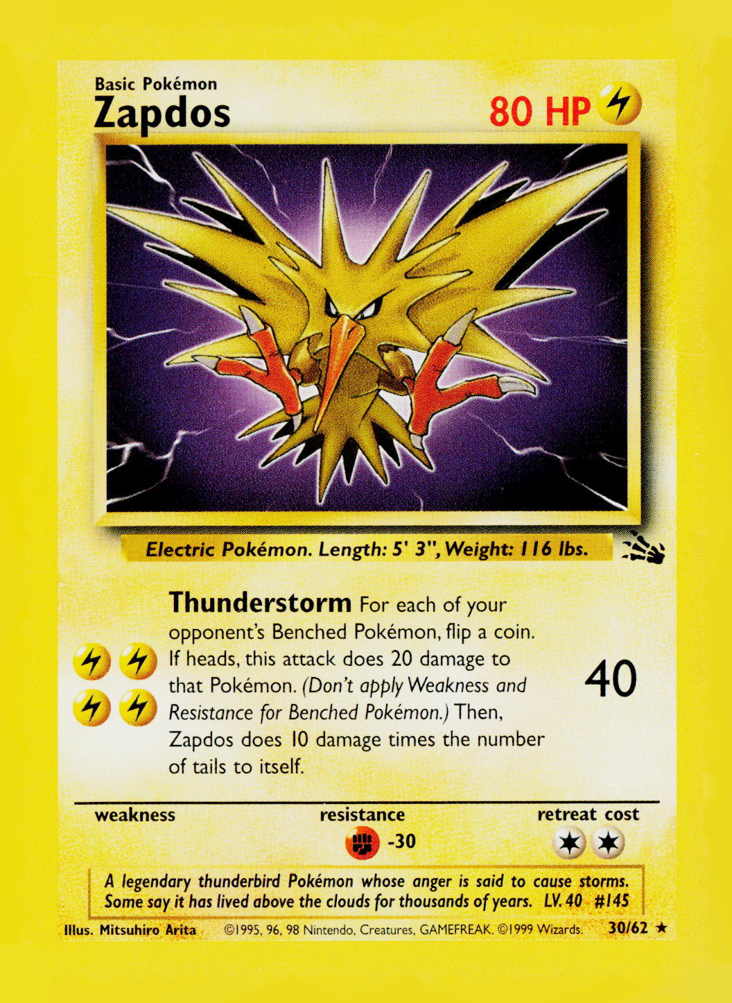 Zapdos (30) Unlimited Fossil 30/62 LP
