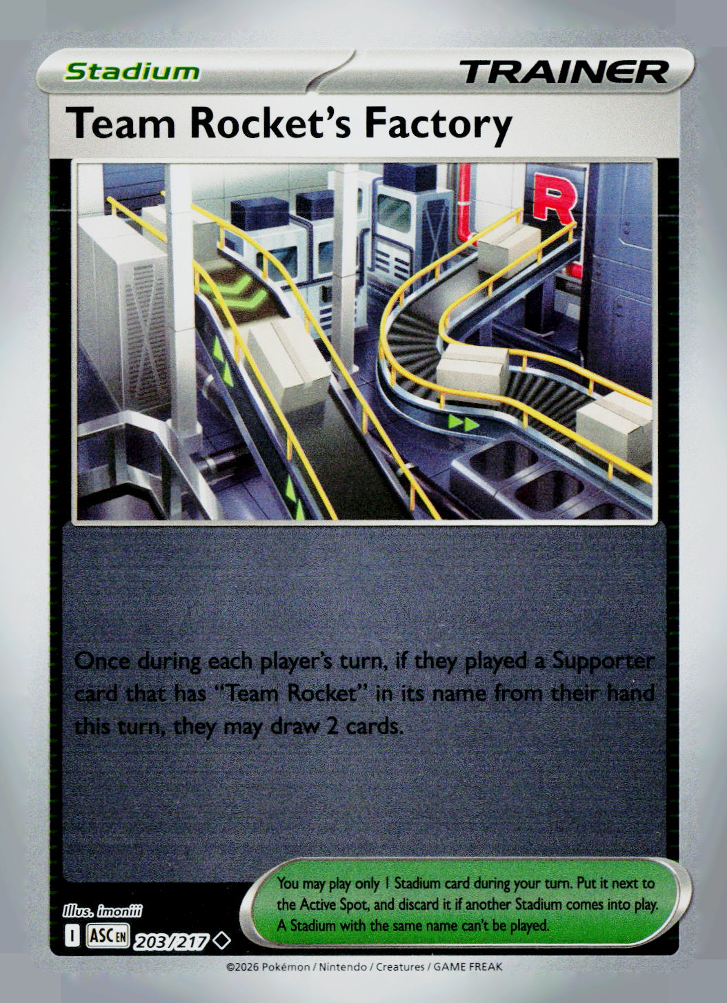 Team Rocket's Factory ASC 203/217 Reverse Holo NM
