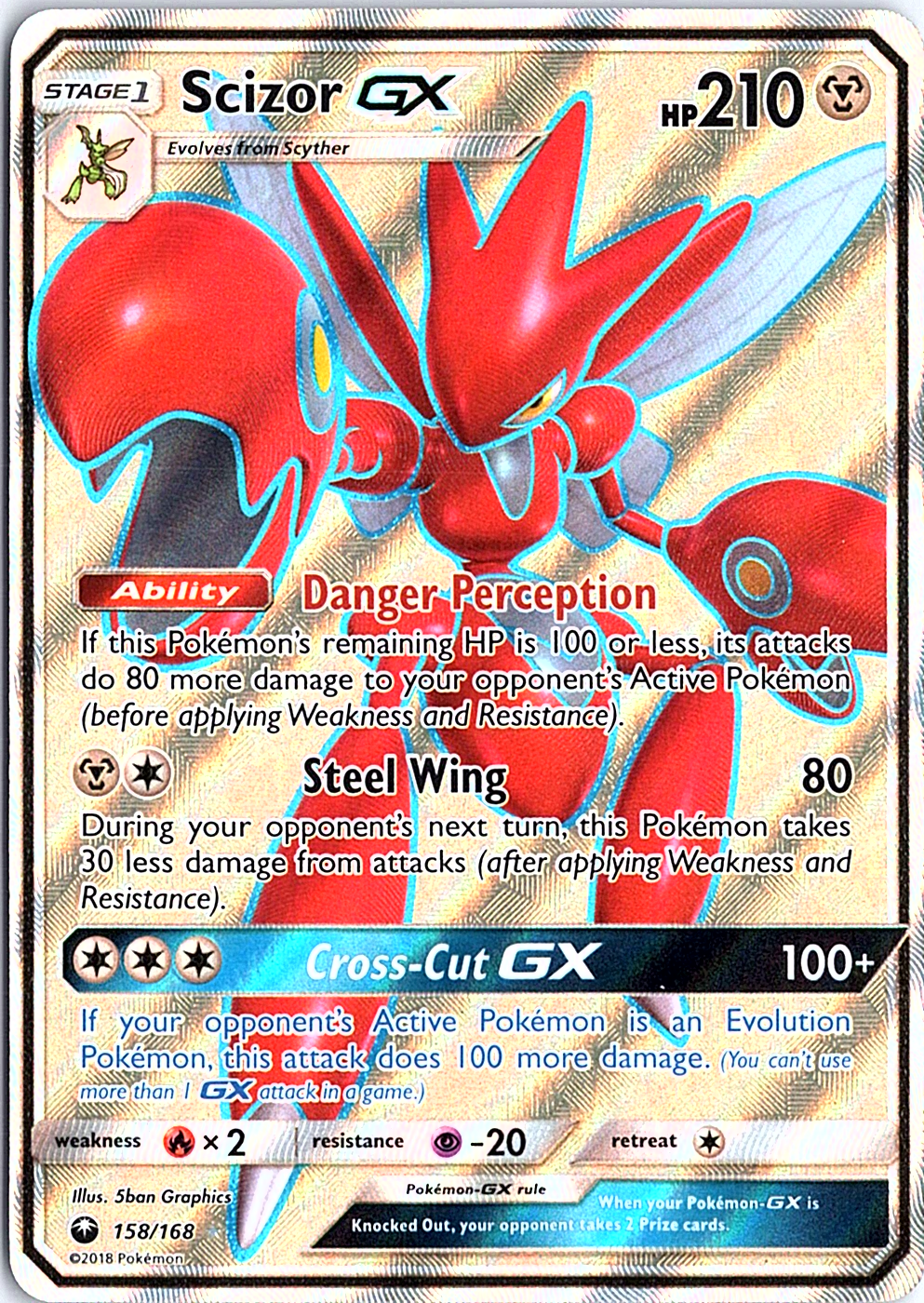 Scizor GX (Full Art) Ultra Rare SM - Celestial Storm 158/168 NM