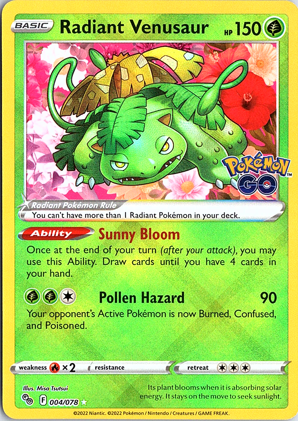 Radiant Venusaur Radiant Rare Pokemon GO 004/078 NM