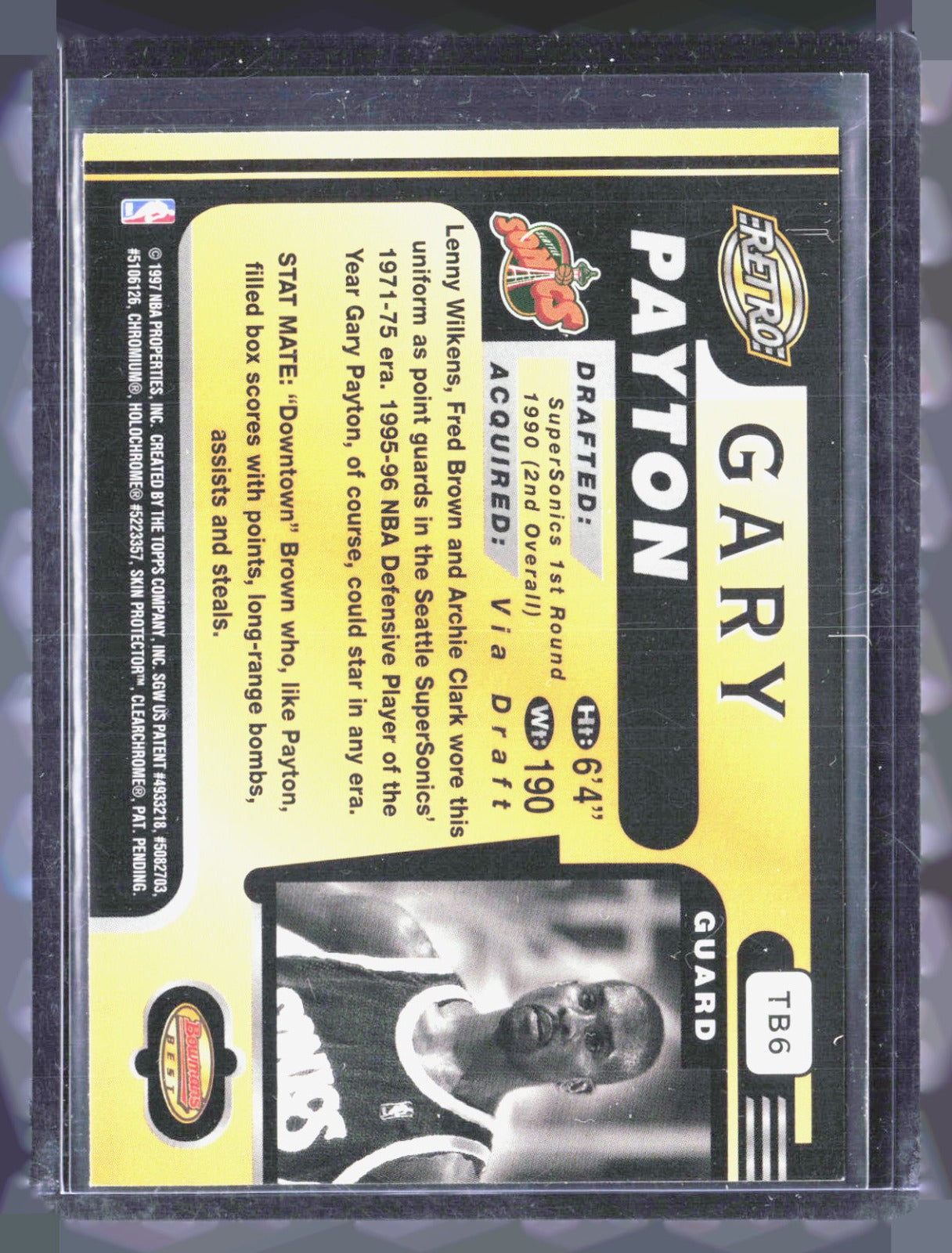 1996-97 Bowman's Best Gary Payton TB6 Basketball Seattle SuperSonics