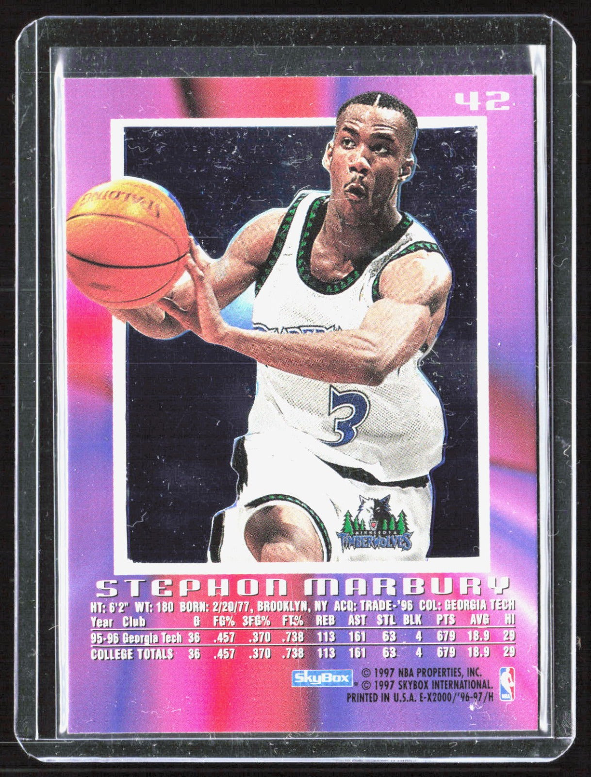 1996-97 E-X2000 Stephon Marbury 42 Basketball Minnesota Timberwolves