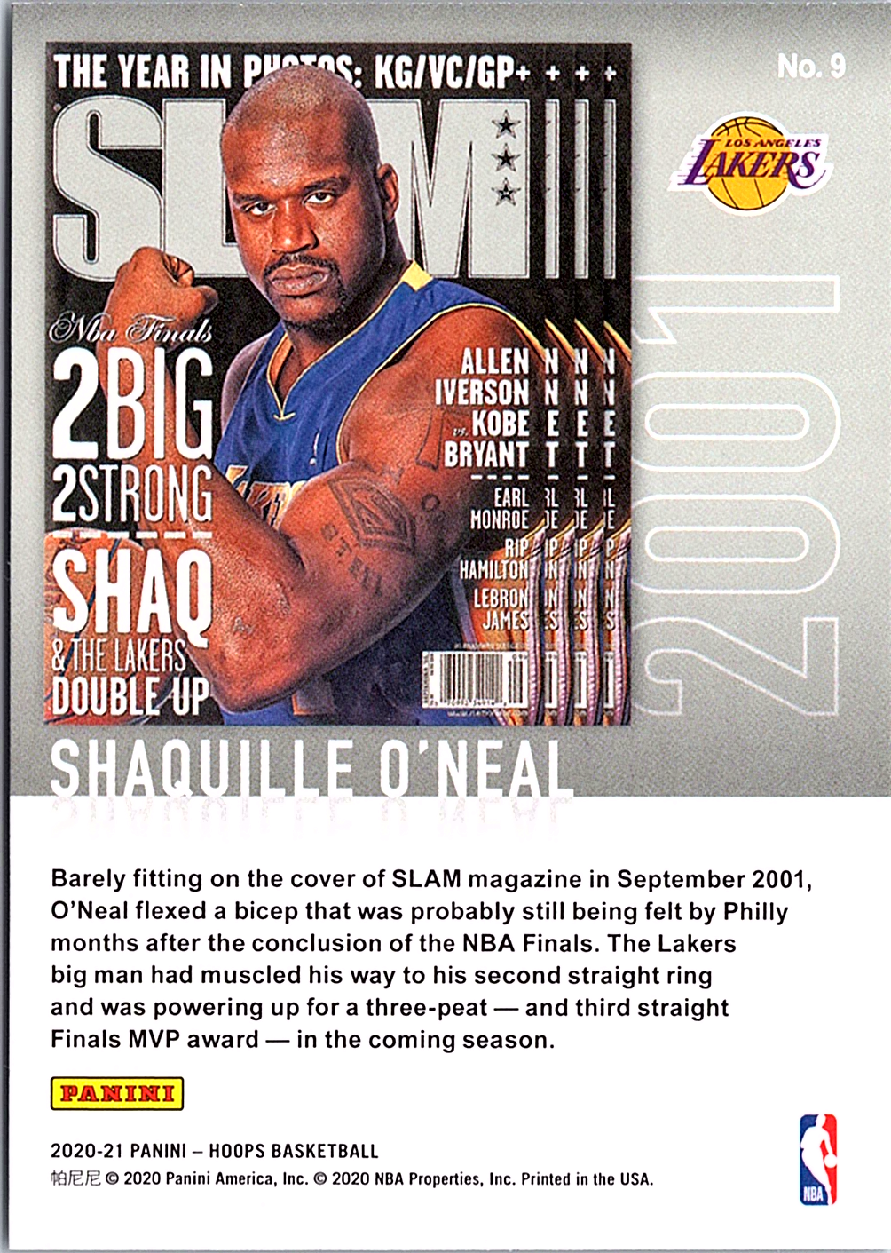 Shaquille O'Neal Hoops - Slam 9 NM (Back)