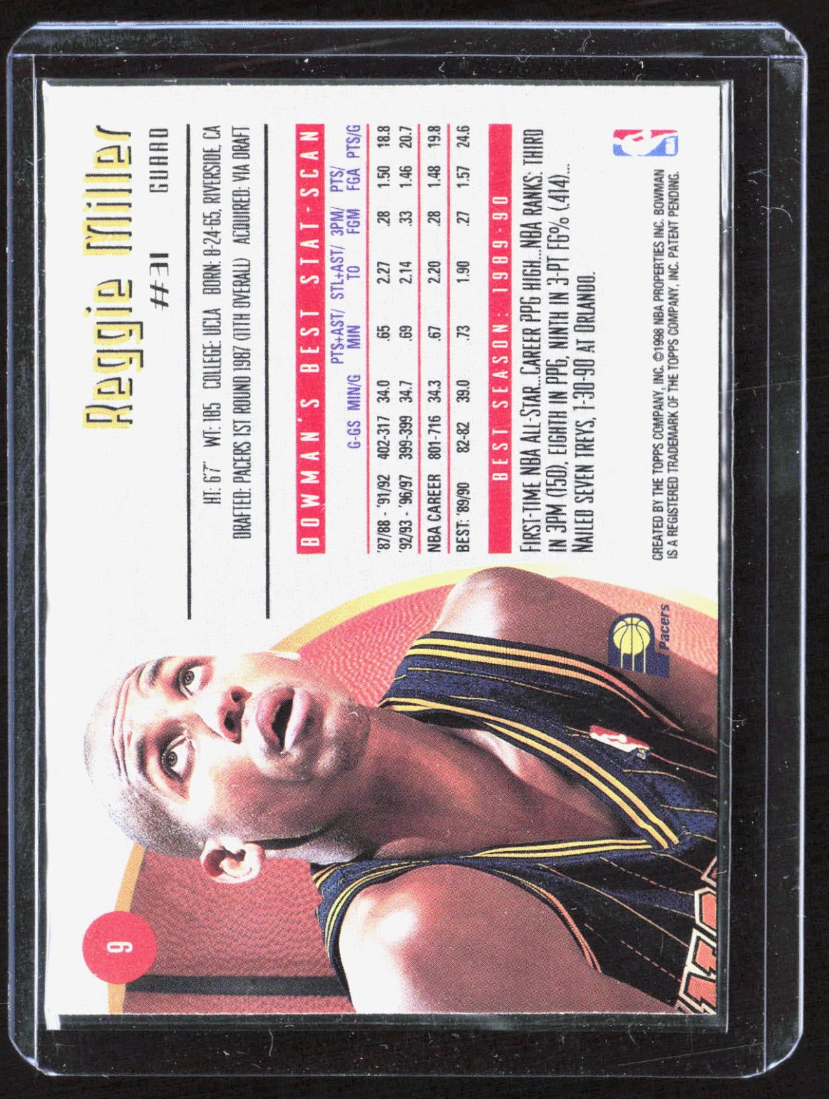1997-98 Bowman's Best Reggie Miller 9 Basketball Indiana Pacers