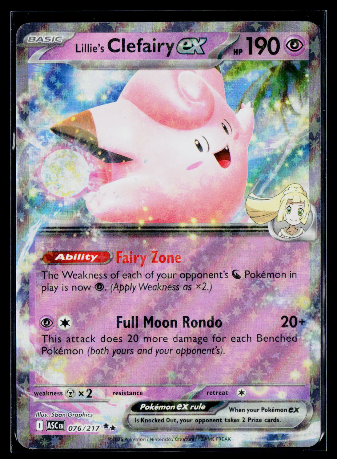 Lillie's Clefairy ex ASC 076/217 Holo NM