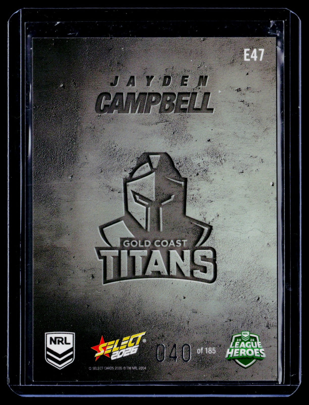 2026 Select NRL Hobby Etched - Jayden Campbell Titans 040/185