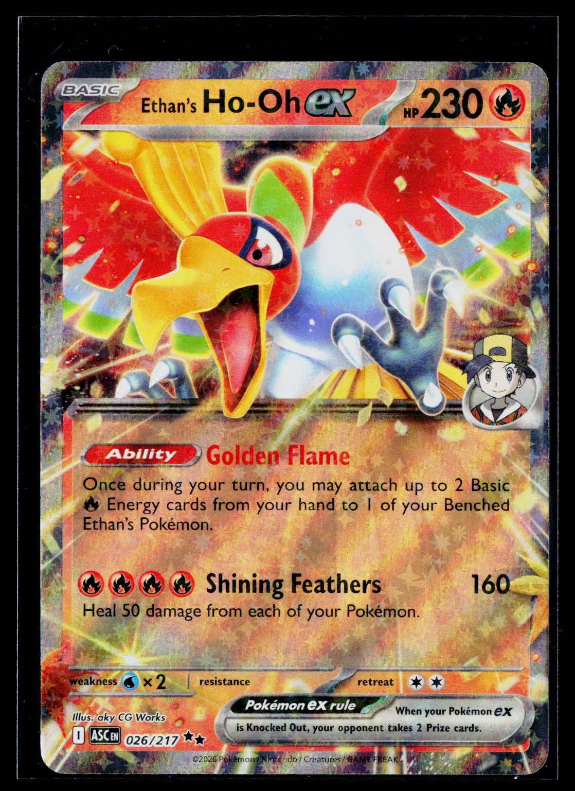 Ethan's Ho-Oh ex ASC 026/217 Holo NM