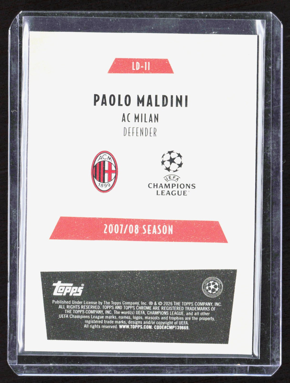 2025-26 Topps Chrome UEFA Club Competitions - Last Dance Paolo Maldini LD-11