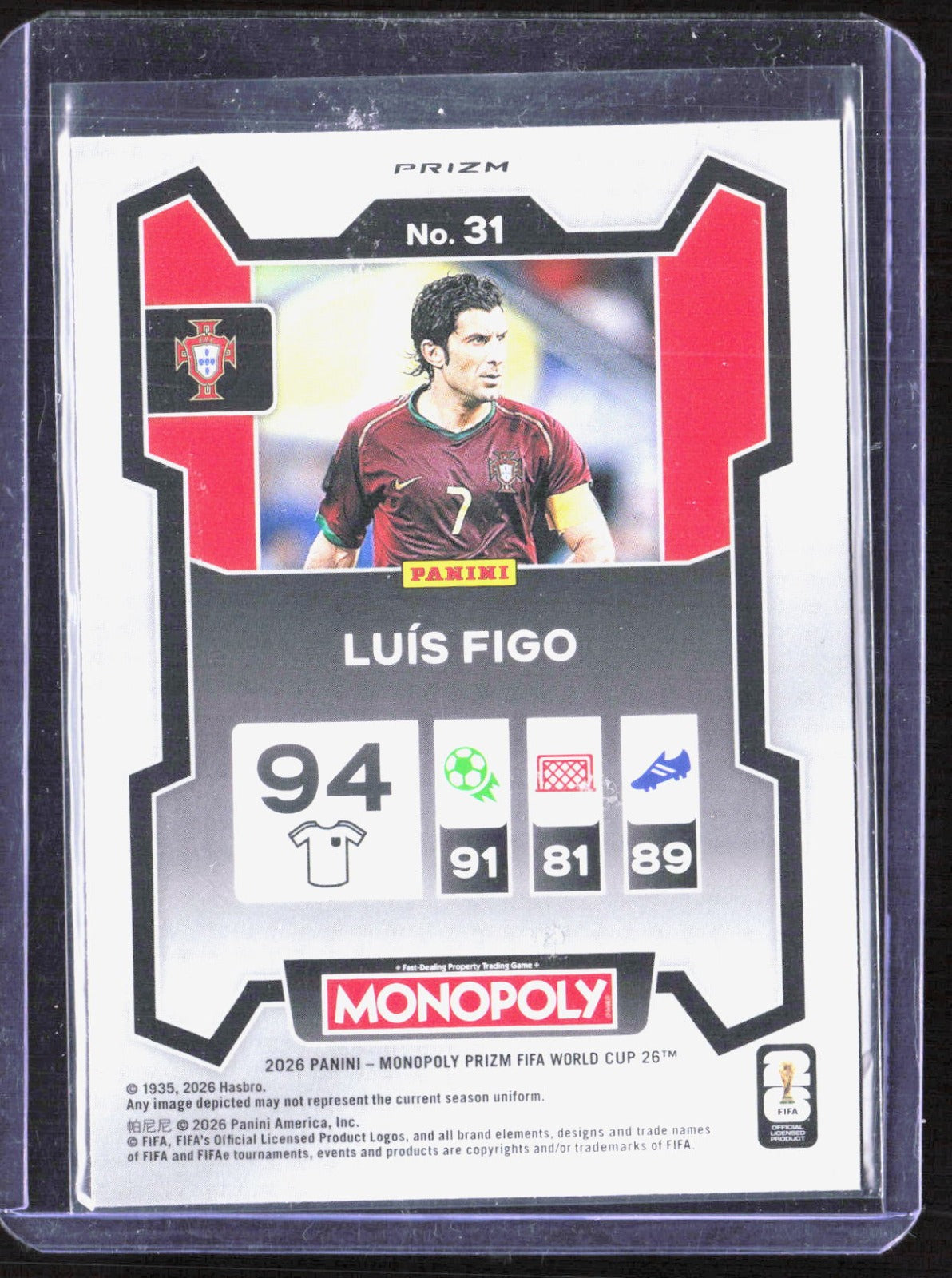 2026 Panini Prizm Monopoly FIFA World Cup - Red Prizms Luis Figo 31