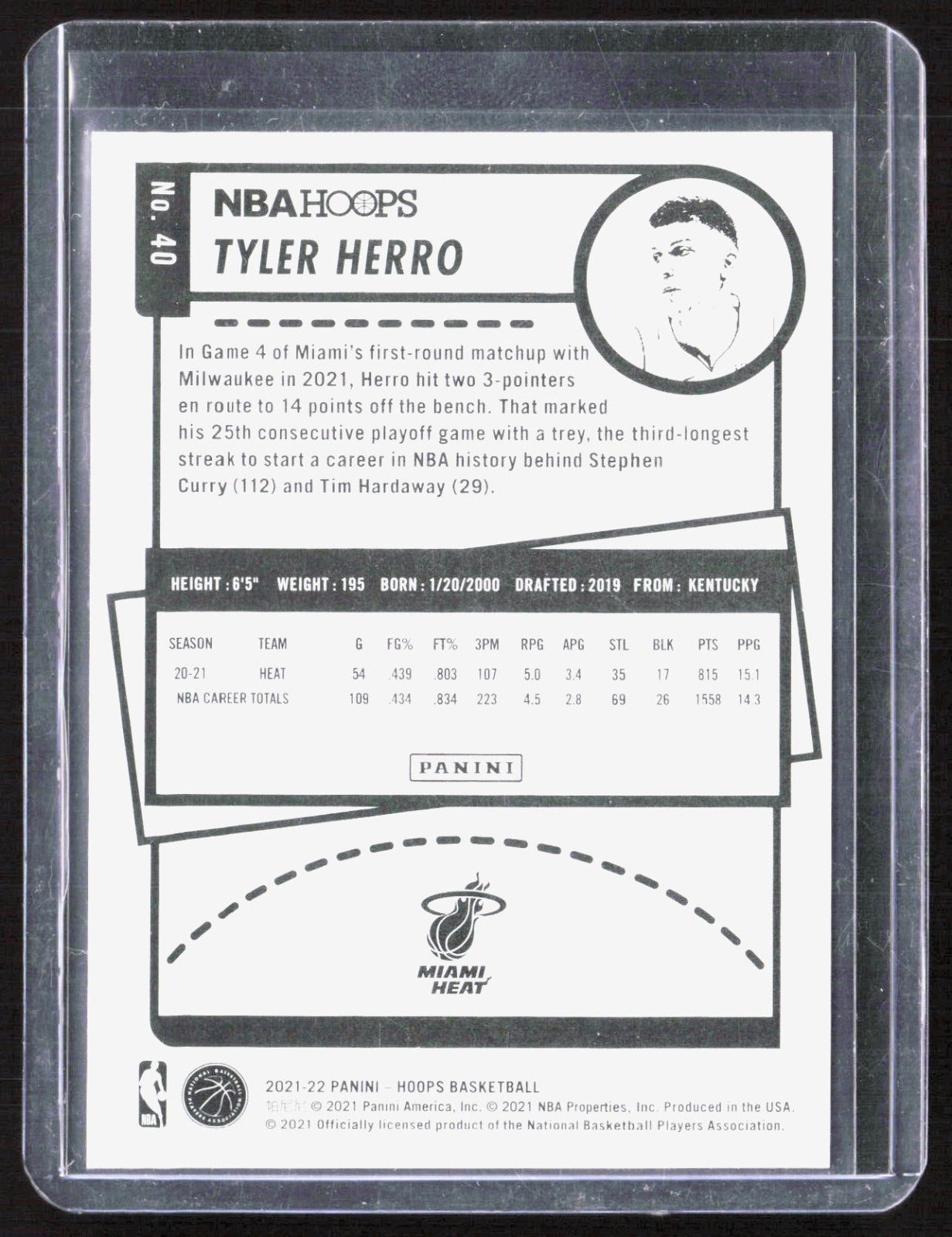 2021-22 Hoops - Artist Proof Gold Tyler Herro 40 /10 Basketball Miami Heat