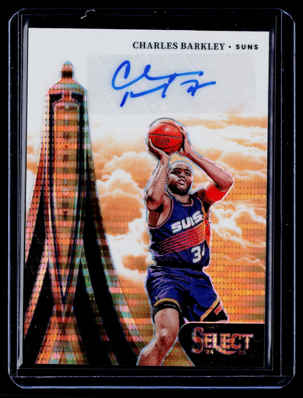 Charles Barkley Panini Select In Flight Signatures Neon Orange Pulsar Prizms NM