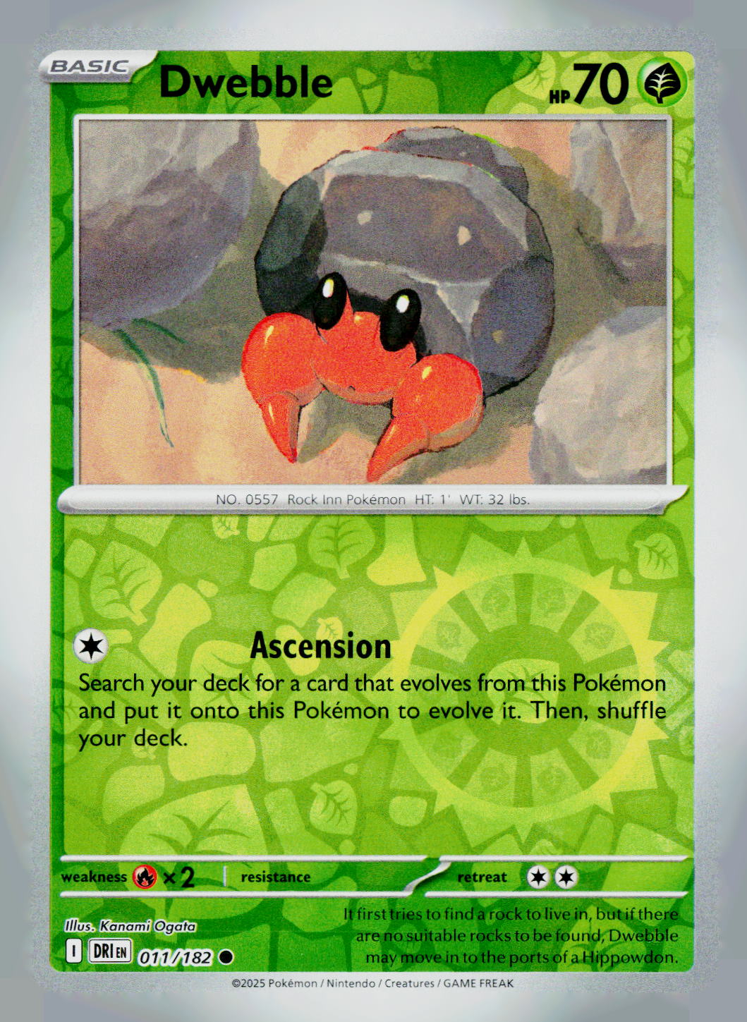 Dwebble DRI 011/182 Reverse Holo NM