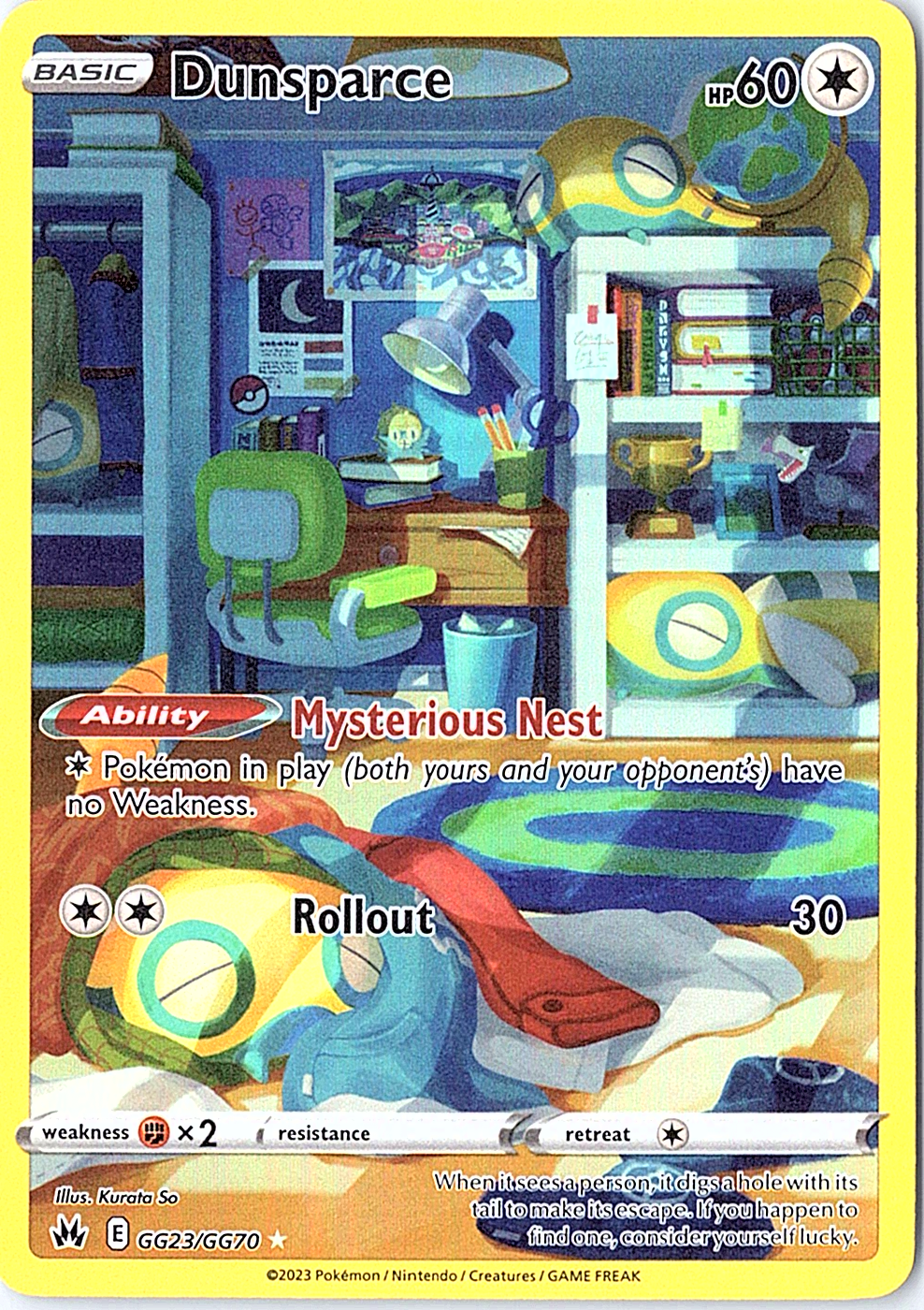 Dunsparce Ultra Rare SWSH: Crown Zenith: Galarian Gallery GG23/GG70 NM