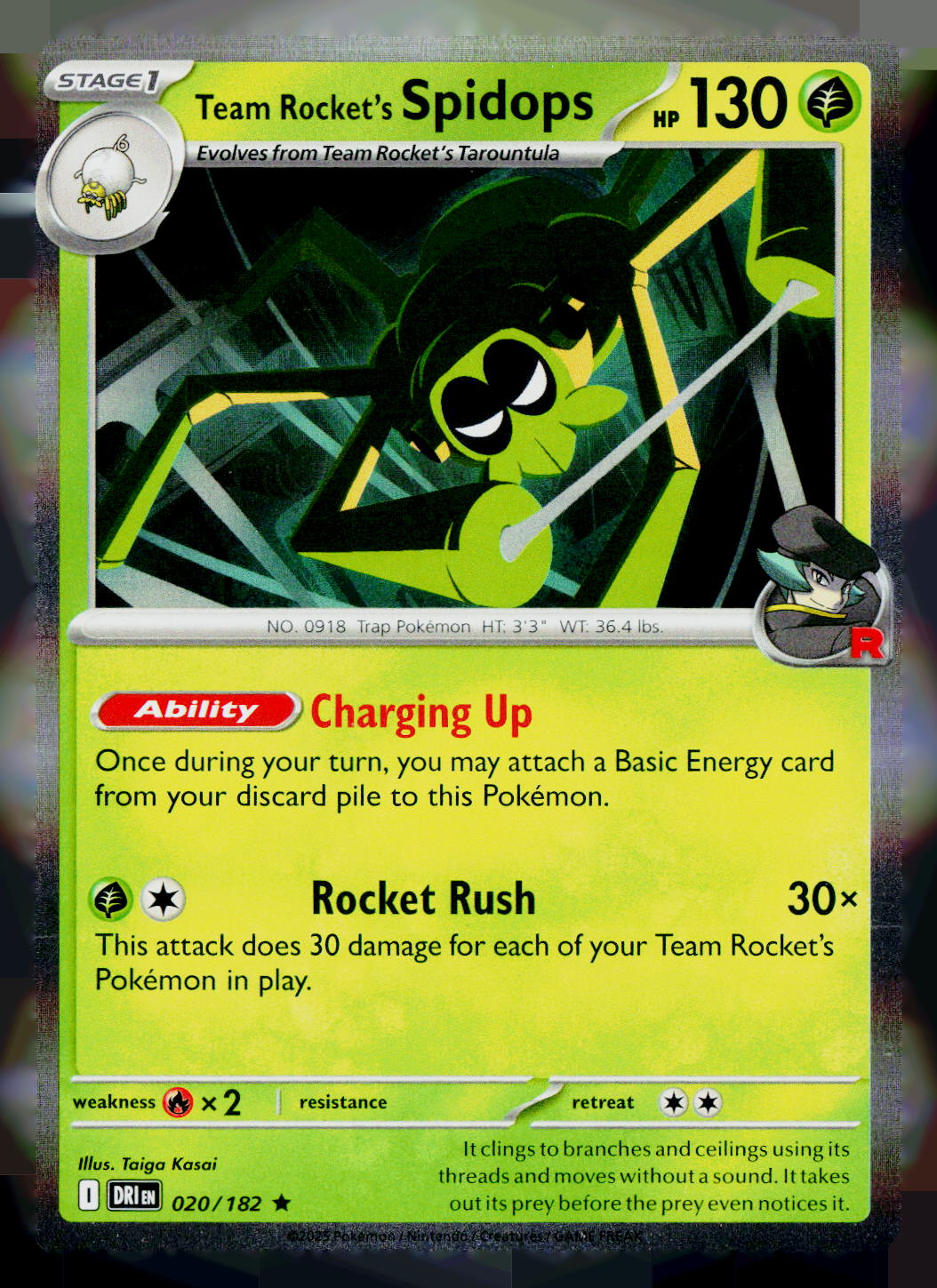 Team Rocket's Spidops DRI 020/182 Holo NM